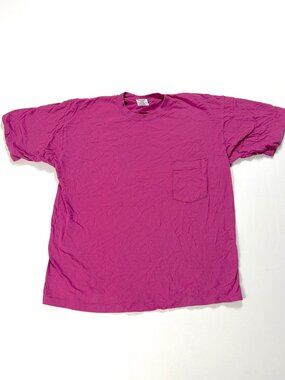 Vintage Gap Womens Solid Pocket T Shirt Magenta Pink Fuchsia Sz L Made In USA